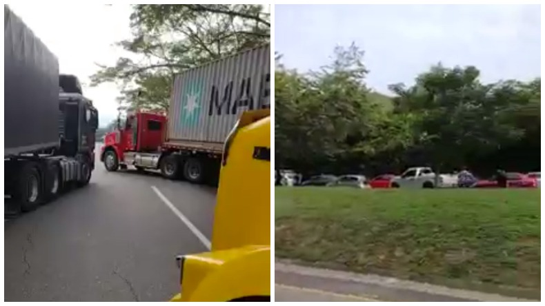 Conductores de tractomula bloquearon vía Melgar - Girardot y generaron grave congestión vehicular