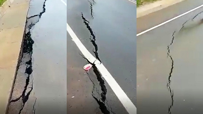 Vía de 4G entre Remedios-Caucasia inaugurada por Duque parece afectada por terremoto