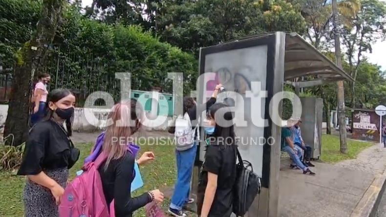 Ciudadano enfrenta a jovencitas que rayaron un paradero de Ibagué y el video se hizo viral
