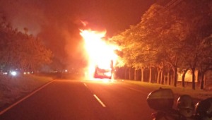 Bus de transporte intermunicipal se prendió en llamas en la variante de Ibagué