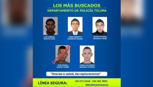 Estos son los delincuentes más buscados del Tolima