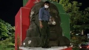 Autoridades retiraron el busto de Manuel Quintín Lame realizado por jóvenes en el viaducto del SENA