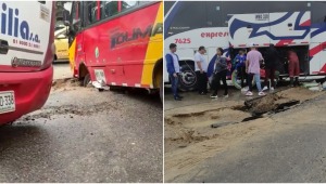 ¡Qué pena! Buses intermunicipales cayeron en un arreglo del Ibal en pleno centro de Ibagué