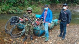 Incautan draga y dos motobombas usadas para minería ilegal en Fresno